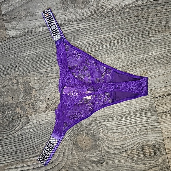 💜Victoria's Secret Very Sexy Rhinestone Shine Strap Thong Panty Large New💜 - Picture 6 of 7